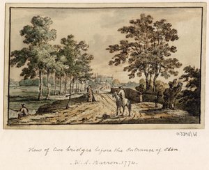 Bir dizi eskiz, Büyük Britanya, Kıta ve Amerika'dan görünümler 1772-1778 (suluboya) by British School