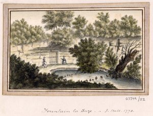 Bir dizi eskiz, Büyük Britanya, Kıta ve Amerika 1772-1778'deki görünümler (suluboya) by British School