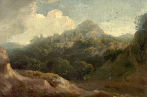 Dağlık Manzara, Sabah (ahşap üzerine yağlı boya) by British School