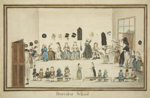 Hayırsever Okulu, c.1795 (kağıt üzerine suluboya ve mürekkep) by British School