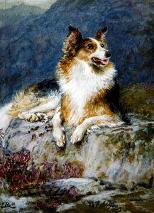 Bir manzarada Collie by Briton Riviere
