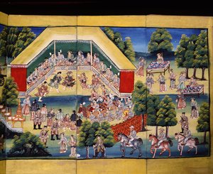 Liyakat sahnesi, bir el yazmasından sayfa by Burmese School