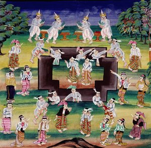Liyakat sahnesi, bir el yazmasından sayfa by Burmese School