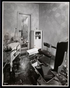 Interior view of the chiropodist room at Charles of the Ritz beauty salon in the Ritz Tower Hotel, Park Avenue and 57th St, New York, 1932 (silver gelatin print) by Byron Company