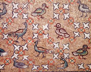 Kuşlar (mozaik detayı, 5. yy) by Byzantine