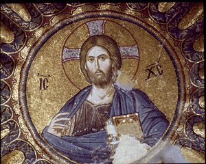 Christ pantocrator (ya da şanlı Mesih) (Mozaik, 5-14. yüzyıl) by Byzantine
