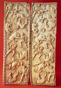 İki Parçalı Aslan avı sahnesi by Byzantine