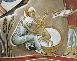 Meryem Ana ve İsa Mesih Fresk, Panagia Tou Araka, Bizans, Trodos Dağları, Kıbrıs by Byzantine