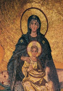 Bakire ve Çocuk tahta çıktı (mozaik) by Byzantine Byzantine