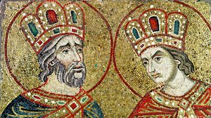 Büyük Konstantin (270-337) ve St. Helena (mozaik) by Byzantine School