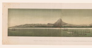 Dört bölümden oluşan Birinci Aceh Seferi filosu ile Büyük Aceh sahilinin görünümü Büyük Aceh Yolu (nesne üzerindeki başlık) by C.A. Whitten