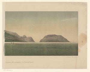 Birinci Aceh seferi filosu ile Büyük Aceh sahilinin görünümü, dördüncü bölüm Büyük Aceh Yolu (nesne üzerindeki başlık) by C.A. Whitten