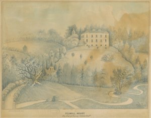 Drayton-in-Hales - Pelwall Evi: mavi yıkama çizimi, nd [?19th cent] by C.B Ash