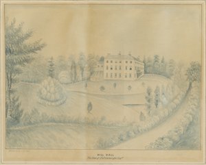 High Offley - Hill Hall: kurşun kalem ve yıkama çizimi, nd [c 1840] by C.B Ash