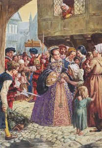 Mary Tudor (1515-58) (kağıt üzerine guaj) by C.L. Doughty