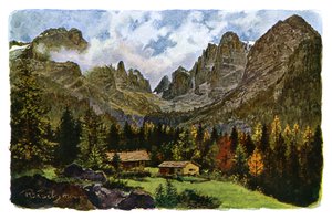 Nambino Gölü ve Brentagroup, Tirol, 1901 by CM Reisch