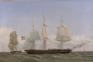Danimarkalı Bir Korvet ile Görüşmek İçin Açılan Danimarkalı Korvet: Batı Hint Sularında Ayarlanan Sahne by Christoffer Wilhelm Eckersberg