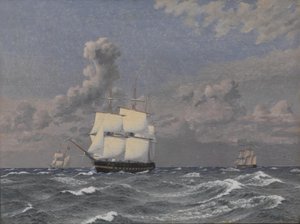 Bir Fırkateyn ve Seyir Eden Diğer Bazı Gemiler by Christoffer Wilhelm Eckersberg