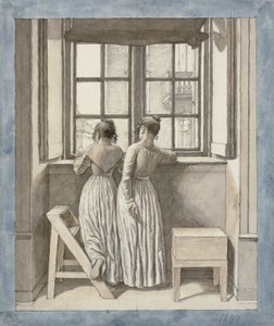 Sanatçının Stüdyosunda Bir Pencerede by Christoffer Wilhelm Eckersberg