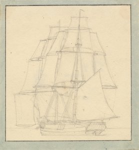 Okuma yelkenli bir brik by Christoffer Wilhelm Eckersberg