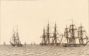 Bir brik yelken. "Doğrusal Perspektif" için İllüstrasyon, Plaka IXb by Christoffer Wilhelm Eckersberg