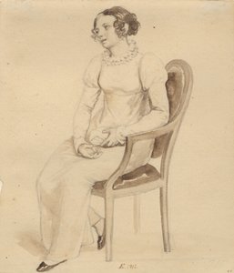 Pencereye bakan bir koltukta oturan bir bayan by Christoffer Wilhelm Eckersberg
