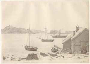 Larviksfjorden, Norveç tarafından Frederiksværn limanı. by Christoffer Wilhelm Eckersberg