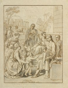 İsa küçük çocukların ona gelmesine izin veriyor by Christoffer Wilhelm Eckersberg