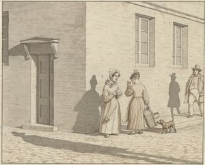 Resimde Uygulanan Doğrusal Perspektif - Levha VII, 1 - Bir Sokak Köşesi Karşılaşması by Christoffer Wilhelm Eckersberg