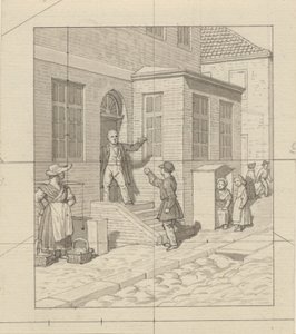 Resim sanatına uygulanan doğrusal perspektif - Levha VII, 2 - Sokak merdivenlerinde kavga. by Christoffer Wilhelm Eckersberg
