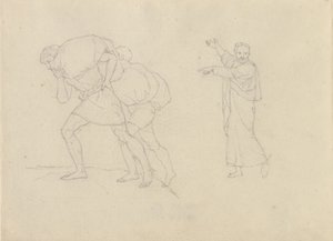 Bir dağa çıkarken yükleri olan iki adamın incelenmesi by Christoffer Wilhelm Eckersberg