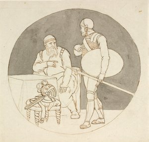 Biri ayakta diğeri oturan iki savaşçı by Christoffer Wilhelm Eckersberg