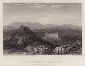 Theseus Atina Tapınağı ile Areopagus veya Mars Tepesi (renkli taş)