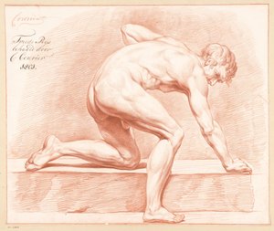 Diz çökmüş çıplak erkek, yandan görünüş (2. ödül 1801) by C. Courier