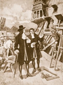 Deptford'daki tersanede Büyük Peter (litho) by C. Dudley Tennant