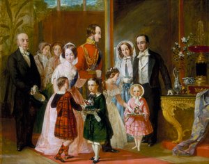 'Thomas Younghusband ve Ailesi Crystal Palace'da Kraliçe Victoria ve Ailesiyle Buluşuyor', c1854. by C Wells