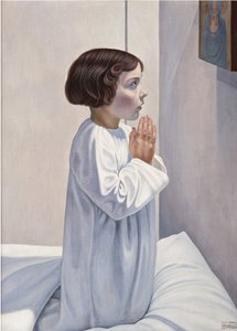 Dua (la priere) par Cagnaccio di San Pietro (1897-1946). Ahşap üzerine yağlı boya, ebat: 80x60