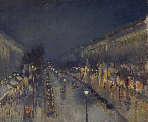 Bulvar Montmartre geceleri. 1897 by Camille Jacob Pissarro
