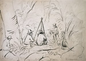Mont Avila, Venezuela'ya gezi (kalem ile kalem ve kağıt üzerine mürekkep) by Camille Jacob Pissarro