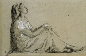 Oturan genç zenci kadın, 1855-57 by Camille Jacob Pissarro
