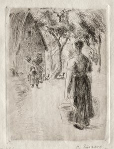 Kova Taşıyan Köylü Kadın, 1889. by Camille Jacob Pissarro
