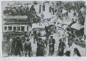 Place du Havre, Paris, c. 1897 (çinko üzerine litografi) by Camille Jacob Pissarro