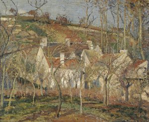 Kırmızı çatılar, bir köyün köşesi, kış, 1877 by Camille Jacob Pissarro