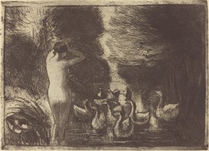 Baigneuse aux oies Bathers with Geese, 1895. by Camille Pissarro