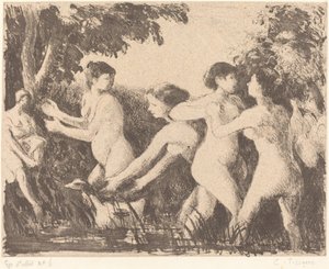 Baigneuses şehvetli Bathers Wrestling, c. 1896. by Camille Pissarro