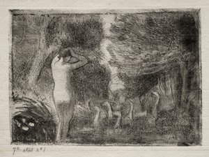 Bather ve Kazlar by Camille Pissarro
