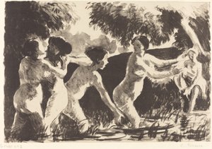 Yıkananlar Güreş Baigneuses luttants, c. 1896. by Camille Pissarro