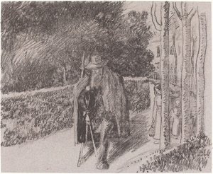 Koltuk Değneği Mendiantlı Dilenci, a la bequille, 1897. by Camille Pissarro