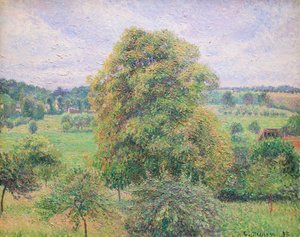 Eragny'de büyük ceviz ağacı by Camille Pissarro