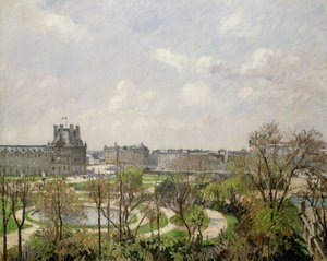 Tuileries Bahçesi, Bahar Sabahı; Tuileries Bahçesi, Sabah, Bahar, 1900 by Camille Jacob Pissarro